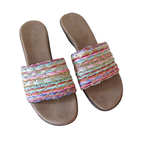 A2 By Aerosoles Say Yes Woven Sandals 9.5 Wedge Heel Multicolor Colorful Boho - Picture 8 of 9